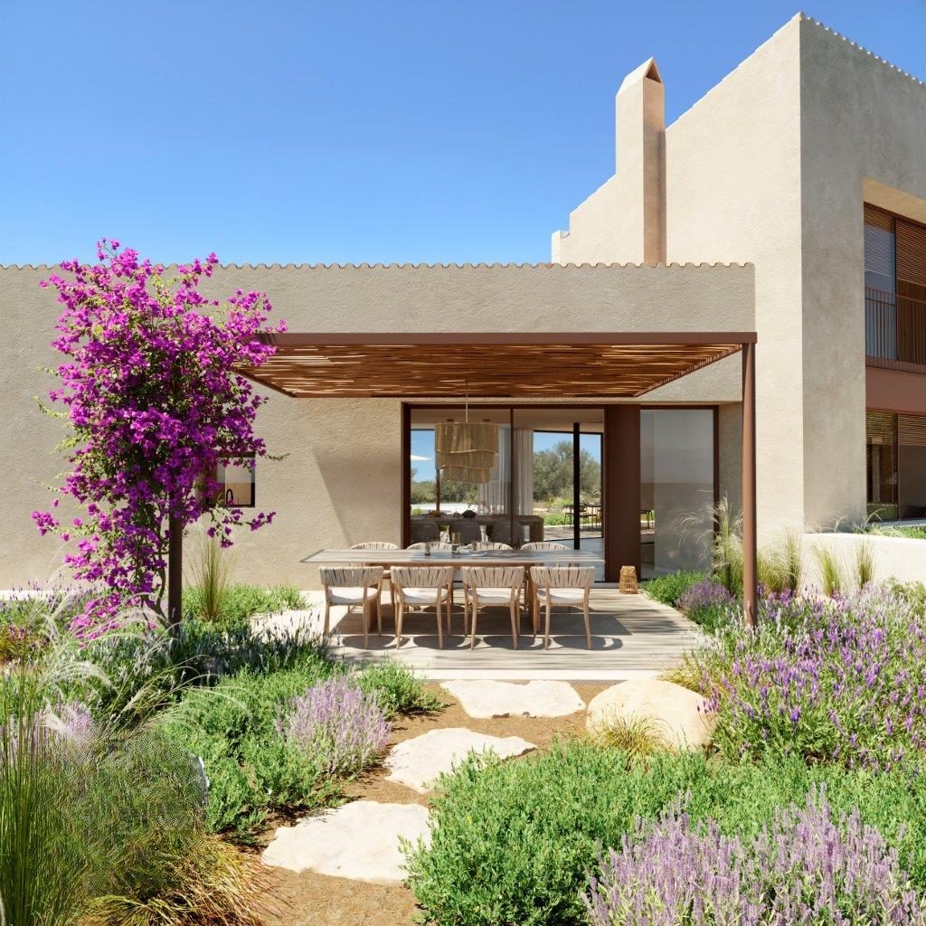 Visualisierung: überdachte Terrasse mit Pergola